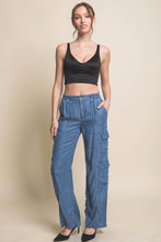 Load image into Gallery viewer, Full-Length Tencel Pants With Cargo Pockets
