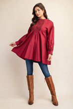 Load image into Gallery viewer, Long Sleeve Mini Dress With Lace Detail