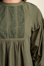 Load image into Gallery viewer, Long Sleeve Mini Dress With Lace Detail