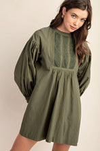 Load image into Gallery viewer, Long Sleeve Mini Dress With Lace Detail