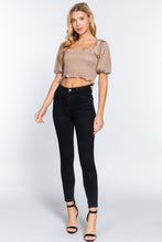 Load image into Gallery viewer, Elbow Length Sleeve Straight Neck Smocking Woven