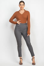 Load image into Gallery viewer, Skinny Button Tab Plaid Pants