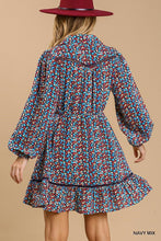 Load image into Gallery viewer, Collared Neckline Button-Down Floral Print Dress With Crochet Trimmed Details