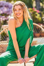 Load image into Gallery viewer, One Shoulder 3/4 Sleeve Unbalanced Waist Elastic Solid Pants Jumpsuit