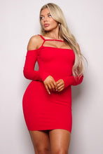Load image into Gallery viewer, Long Sleeve Front Strap Mini-Dress