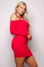 Load image into Gallery viewer, Long Sleeve Front Strap Mini-Dress