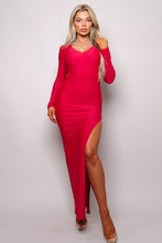 Load image into Gallery viewer, Long Sleeve V-Neck Open Back Maxi Dress