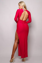 Load image into Gallery viewer, Long Sleeve V-Neck Open Back Maxi Dress