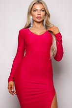 Load image into Gallery viewer, Long Sleeve V-Neck Open Back Maxi Dress