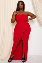 Load image into Gallery viewer, Pleated Detail Tube Top Plus Maxi Dress