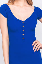 Load image into Gallery viewer, Scoop Neck Buttoned Knit Mini Bodycon Dress