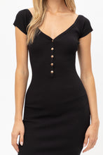 Load image into Gallery viewer, Scoop Neck Buttoned Knit Mini Bodycon Dress