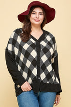 Load image into Gallery viewer, Plus Size Buffalo Plaid Knit Button Up Oversize Cardigan