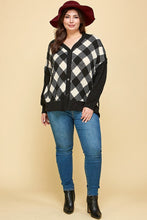 Load image into Gallery viewer, Plus Size Buffalo Plaid Knit Button Up Oversize Cardigan