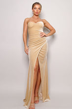 Load image into Gallery viewer, Strapless Sweetheart Maxi Velvet Dress