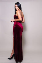 Load image into Gallery viewer, Strapless Sweetheart Maxi Velvet Dress