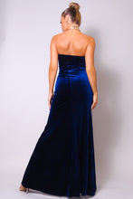 Load image into Gallery viewer, Strapless Sweetheart Maxi Velvet Dress