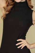 Load image into Gallery viewer, Ribbed Turtle Neck Sleeveless Bodycon Mini Dress
