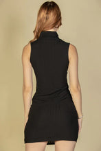 Load image into Gallery viewer, Ribbed Turtle Neck Sleeveless Bodycon Mini Dress