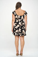 Load image into Gallery viewer, Plus Size Big Floral Front Tie Ruffle Mini Dress
