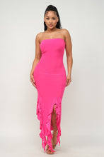 Load image into Gallery viewer, Solid Bottom Ruffle Trim Hem Maxi Dress