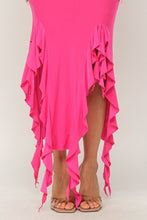 Load image into Gallery viewer, Solid Bottom Ruffle Trim Hem Maxi Dress