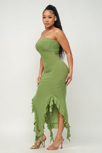 Load image into Gallery viewer, Solid Bottom Ruffle Trim Hem Maxi Dress