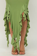 Load image into Gallery viewer, Solid Bottom Ruffle Trim Hem Maxi Dress