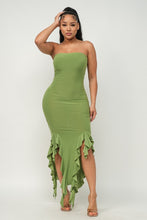 Load image into Gallery viewer, Solid Bottom Ruffle Trim Hem Maxi Dress