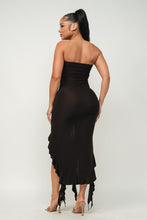 Load image into Gallery viewer, Solid Bottom Ruffle Trim Hem Maxi Dress