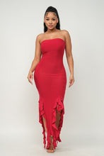 Load image into Gallery viewer, Solid Bottom Ruffle Trim Hem Maxi Dress
