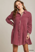 Load image into Gallery viewer, Mineral Wash Cotton Gauze Tiered Dress With Animal Print Detail