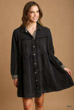 Load image into Gallery viewer, Mineral Wash Cotton Gauze Tiered Dress With Animal Print Detail