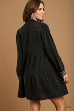 Load image into Gallery viewer, Mineral Wash Cotton Gauze Tiered Dress With Animal Print Detail