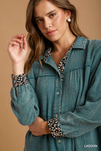 Load image into Gallery viewer, Mineral Wash Cotton Gauze Tiered Dress With Animal Print Detail