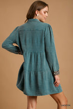 Load image into Gallery viewer, Mineral Wash Cotton Gauze Tiered Dress With Animal Print Detail