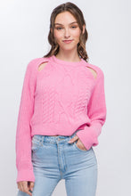 Load image into Gallery viewer, Knit Pullover Sweater With Cutout Shoulder Detail
