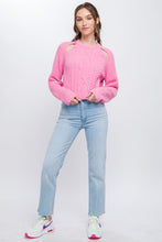 Load image into Gallery viewer, Knit Pullover Sweater With Cutout Shoulder Detail