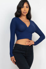 Load image into Gallery viewer, Ribbed Wrap Front Long Sleeve Top