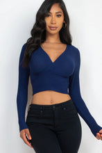 Load image into Gallery viewer, Ribbed Wrap Front Long Sleeve Top
