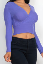 Load image into Gallery viewer, Ribbed Wrap Front Long Sleeve Top