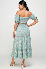Load image into Gallery viewer, Floral Off Shoulder Sleeve Back Tie Top Skirt Set