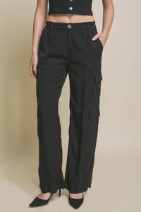 Full-Length Tencel Pants With Cargo Pockets