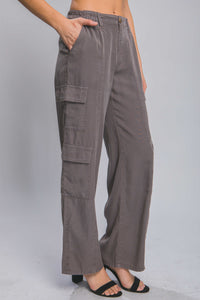 Full-Length Tencel Pants With Cargo Pockets