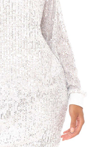 Sequin Wide Neck Boxy Mini-Dress