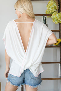 Open Back Wide Sleeve Shortsleeve Top