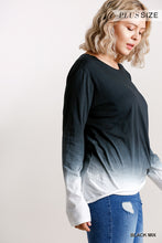 Load image into Gallery viewer, Ombre Print Long Sleeve Top With Gathered Front Detail And Raw Hem
