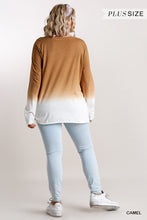 Load image into Gallery viewer, Ombre Print Long Sleeve Top With Gathered Front Detail And Raw Hem
