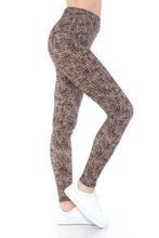 Load image into Gallery viewer, YOGA Style Banded Lined Multi Printed Knit Legging With High Waist Tweed Pattern
