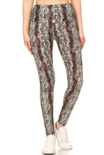 Load image into Gallery viewer, YOGA Style Banded Lined Snakeskin Printed Knit Legging With High Waist.
